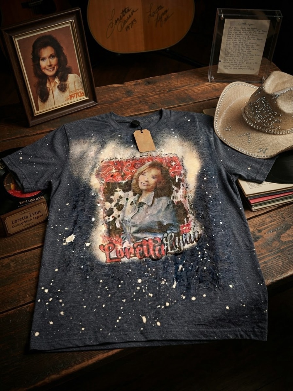 Loretta Lynn Vintage Country Music Legend Bleach-Dyed Boutique Tee